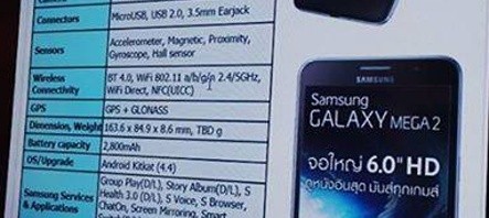 Samsung Galaxy Mega 2 specs leak