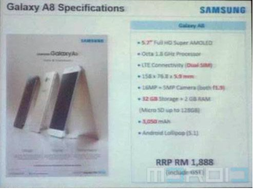 Galaxy a8 specs and price leak – in malaysia