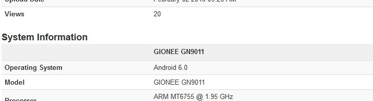 Gionee Elife S8 spotted on Geekbench running the Helio P10 SoC