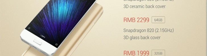 Xiaomi mi 5 prices start at $300, will be available on march 1