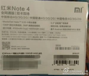 Xiaomi redmi note 4 specs leaked