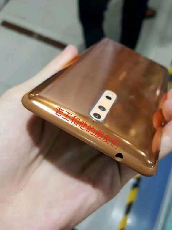 Nokia 8 real pictures flowed out in gold-copper colour