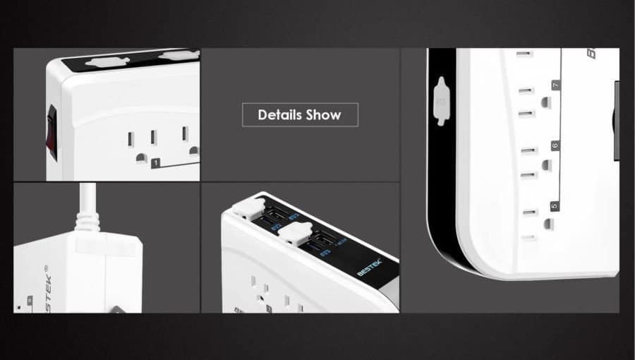 Power up to 12 devices simultaneously with the bestek outlet energy strip