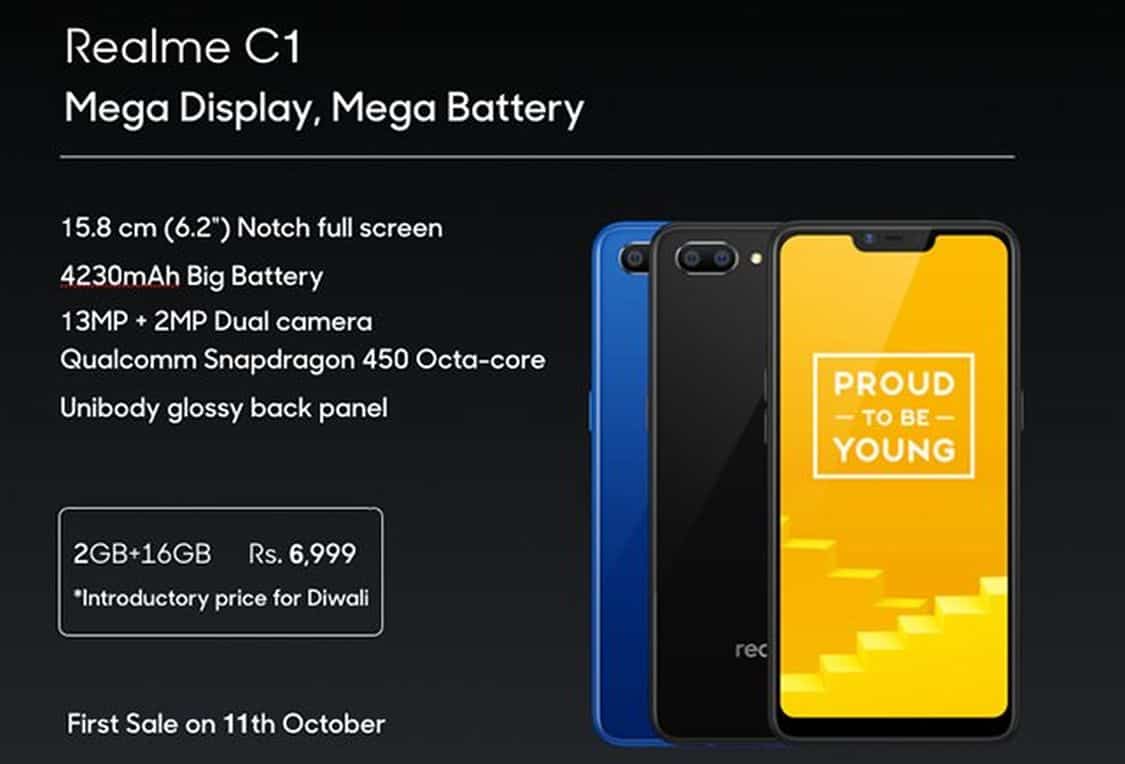 Realme c1 debuts with entry-level specifications for rs. 6,999