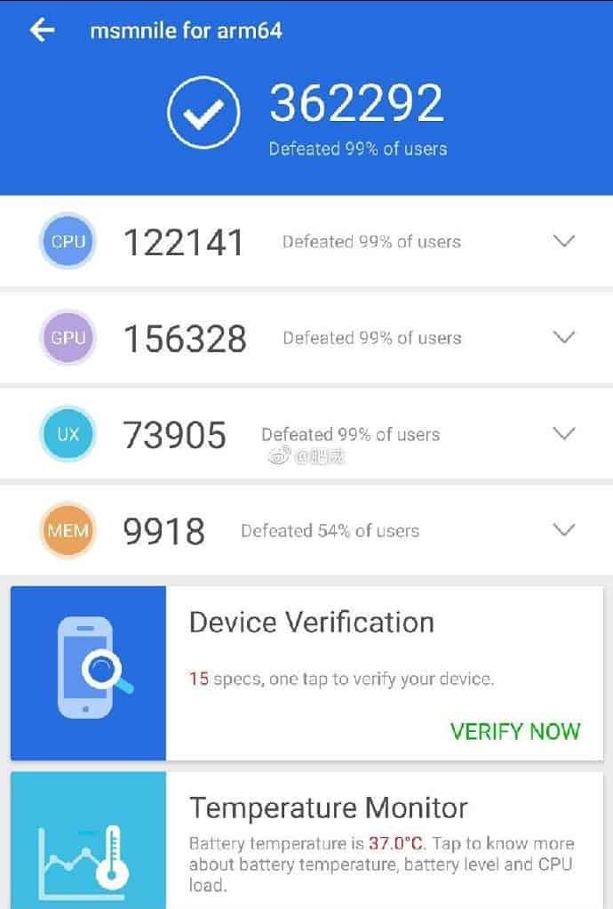 Qualcomm sd 8150 scores 362,292 on antutu, highest still for an android gadget