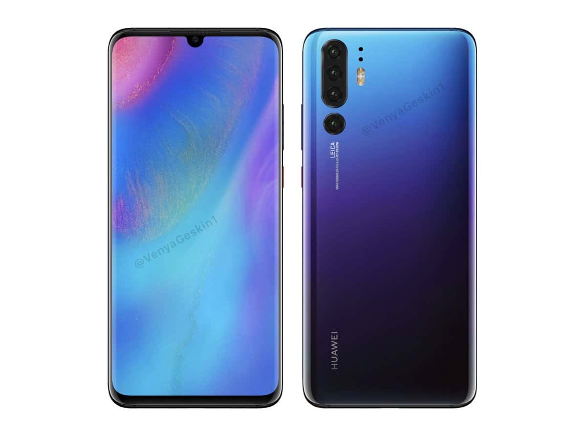 Huawei p30 pro renders prove notched curved display and quad digital cameras design