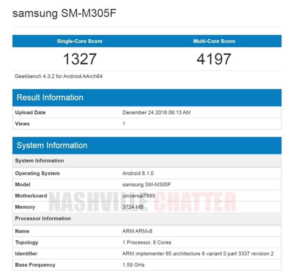 Samsung galaxy m30 geekbench listing revel major specs