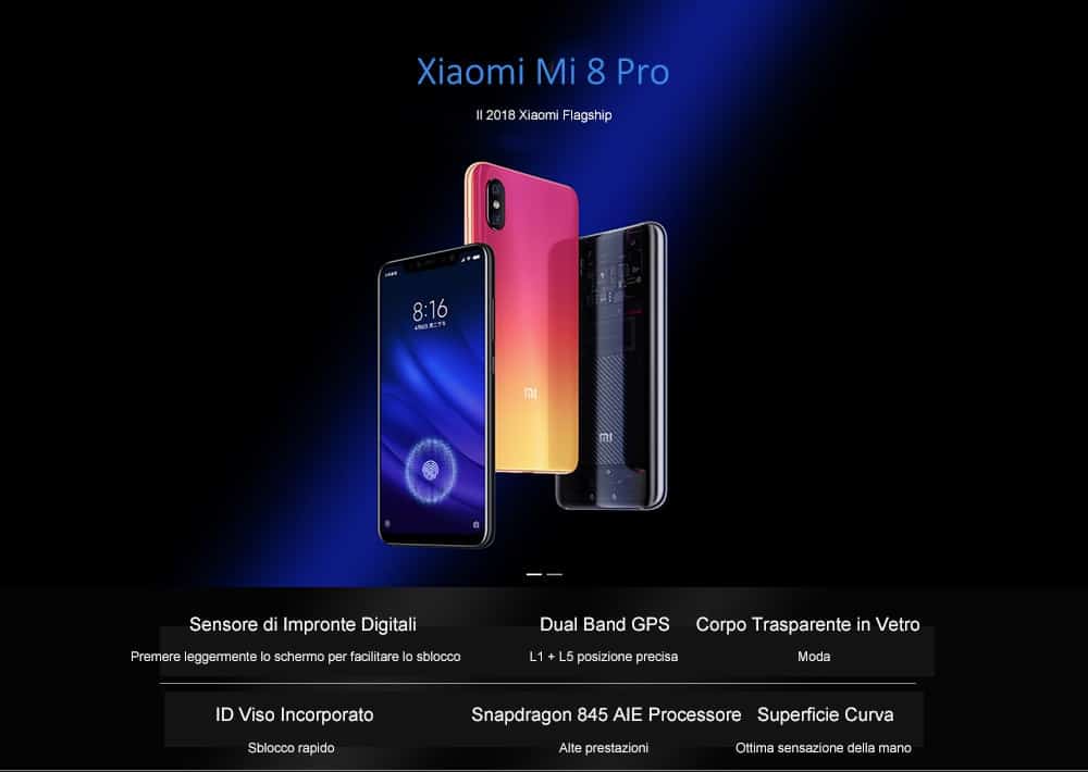 Xiaomi mi 8 pro 4g smartphone versione internazionale 8gb ram 128gb rom