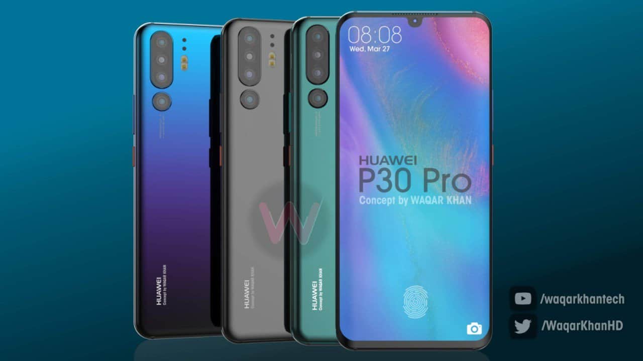 Huawei p30 pro render reveals the phone’s design and quad rear cameras