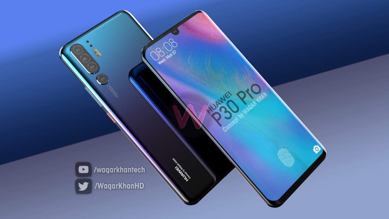 Huawei p30 pro render reveals the phone’s design and quad rear cameras