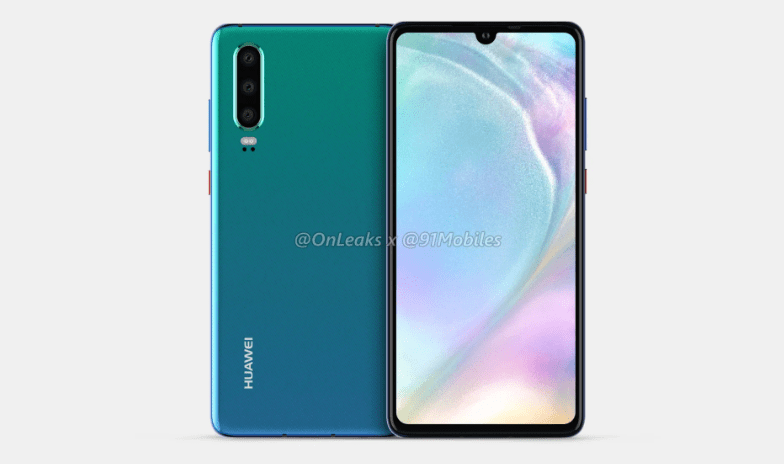 Huawei p30 360° renders prove the telephone will have 3 rear digital cameras and a dewdrop notch