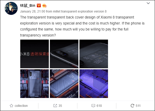 Lin bin reveals the xiaomi mi 9 will obtain an explorer edition