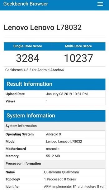 Lenovo z5 pro gt powered by snapdragon 855 chipset seems to be on geekbench