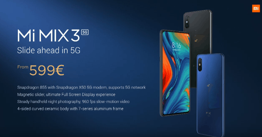 Xiaomi launches mi mix 3 5g for €599 at mwc 2019