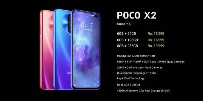 POCO X2 released for usd225 with 120Hz display, 64MP IMX686 Snapdragon 730G 4