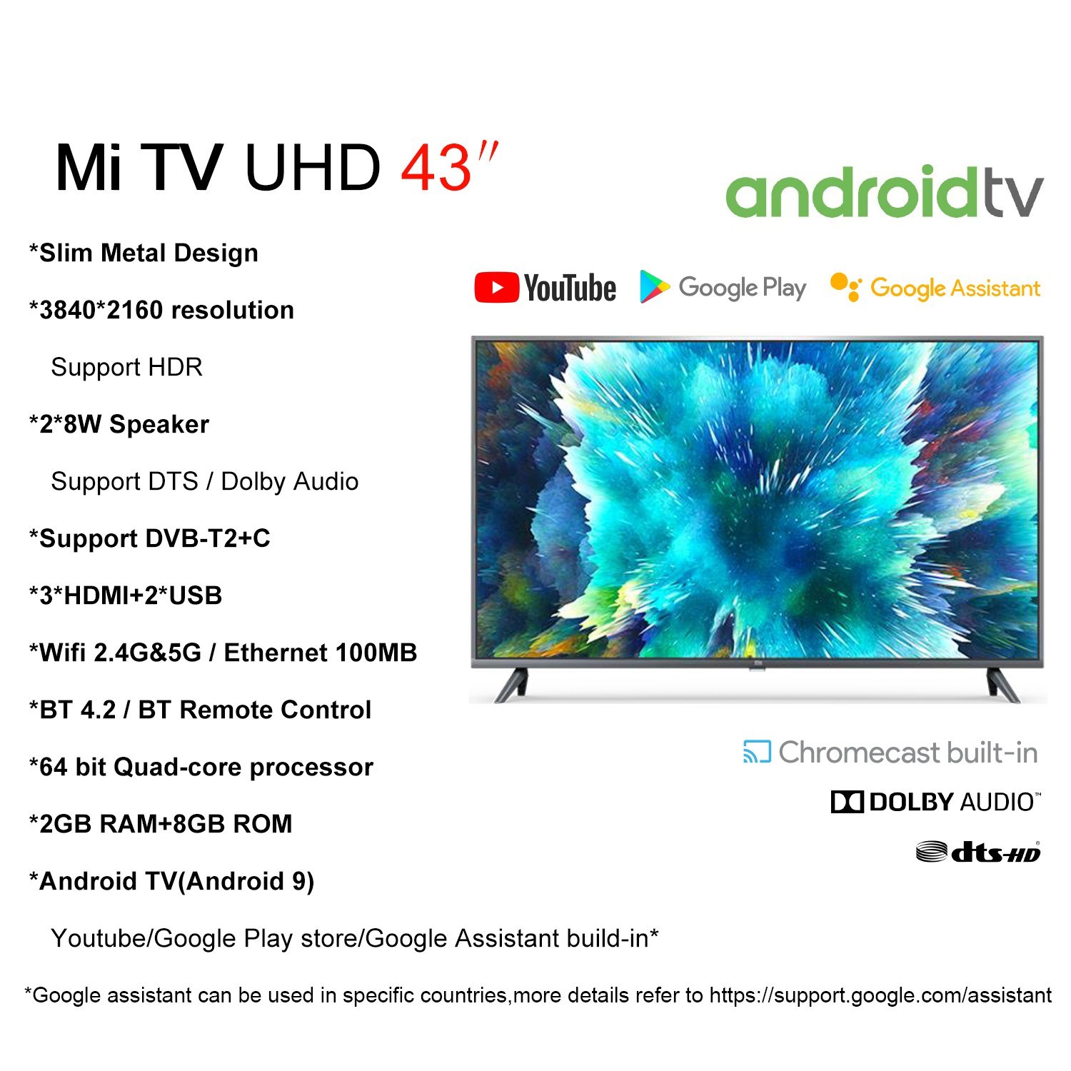 Xiaomi 43 Inch Mi TV 5G WiFi BT Smart TV Television stats